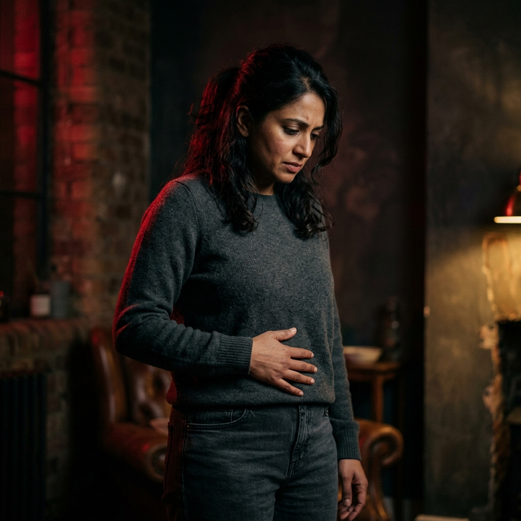 Mulher frustrada com a barriga